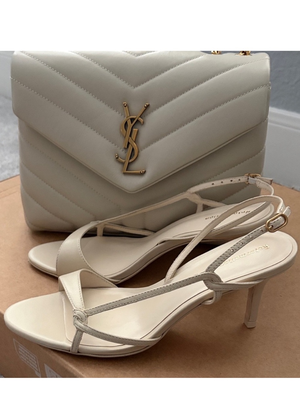 Reformation NINO Ivory Knotted Slingback Heels Sz 9 WORN ONCE!
